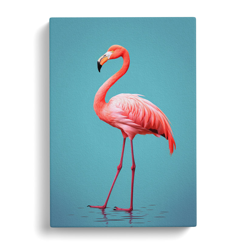 Flamingo Minimalism No.2 - Wrapped Canvas, 50cm H x 35cm W x 3cm D
