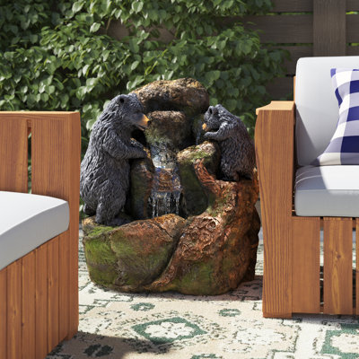 Camaran Grizzly Gulch Black Bears Fountain with Lights