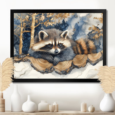 Cute Raccoon In The Winter Forest I - Raccoon Canvas Wall Art