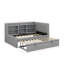 Lit de jour simple rembourré avec lit gigogne, tablettes de rangement, port USB et prise de courant-1379306828