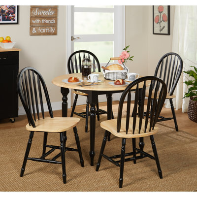 Cecelia 5 - Piece Drop Leaf Rubberwood Solid Wood Dining Set