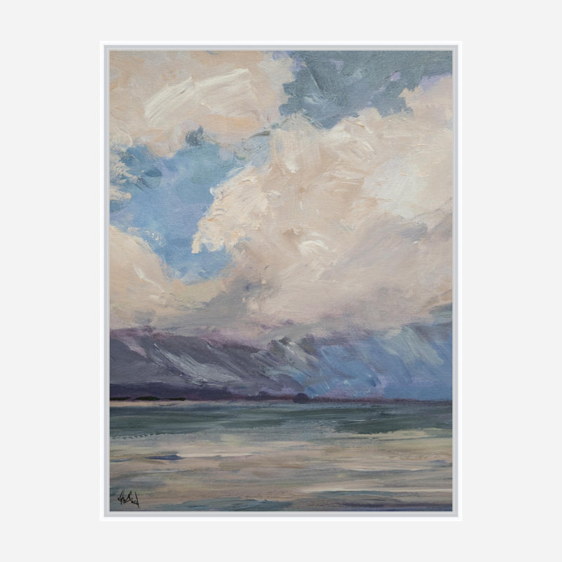 Celadon I by John Beard, White Framed Canvas, 25.5" H x 21.5" W x 1.75" D