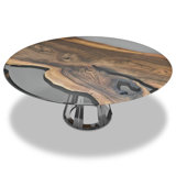 Round Walnut Wood Dining Table