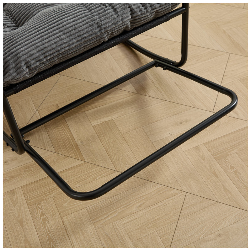 Chaise berçante d'extérieur en acier avec coussin gris épais