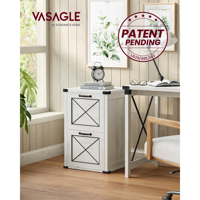 Classeur, classeur avec 2 tiroirs, support pour imprimante, format A4, format lettre, dossiers suspendus, style maison de campagne moderne, pour bureau personnel, blanc rustique