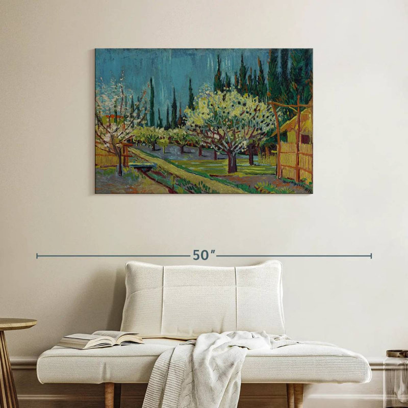 Harnek Orchard Borded By Cypresses, H 26 po x l 39 po