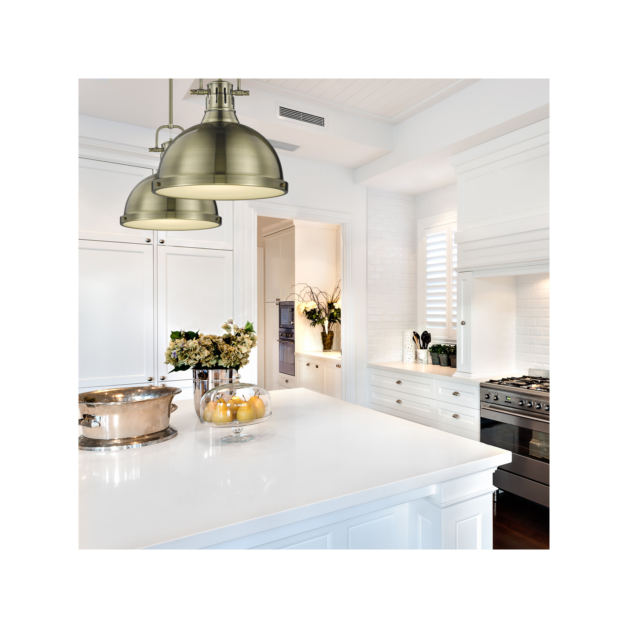 Calico Single Light Steel Dimmable Pendant, Aged Brass, Aged Brass