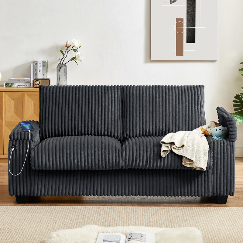 Canapé en velours côtelé 71 po LoveSeat, Gris