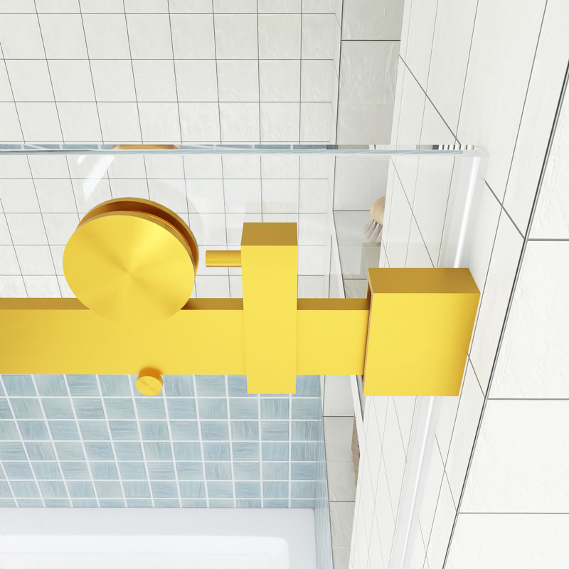 56-60" W × 60" H Single Sliding Semi-Frameless Tub Door, Brushed Gold