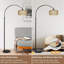 Lampes sur pied arquées pour le salon avec 3 températures de couleur, lampe sur pied noire avec télécommande et ampoule à DEL à intensité variable, lampe sur pied en rotin boho, lampe campagnarde haute pour chambre à coucher, lampe de lecture arquée sur canapé