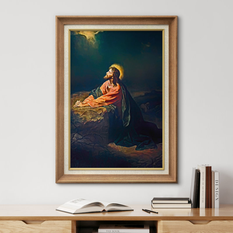 Christ in Gethsemane, H 36 po x l 26 po x P 1,5 po, Natural Premium Frame