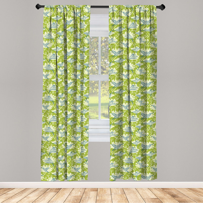 Hummingbirds Semi-Sheer Rod Pocket Sliding Panel, 28" x 95"