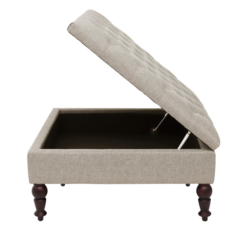 Mirfield Upholstered Ottoman, Beige Polyester