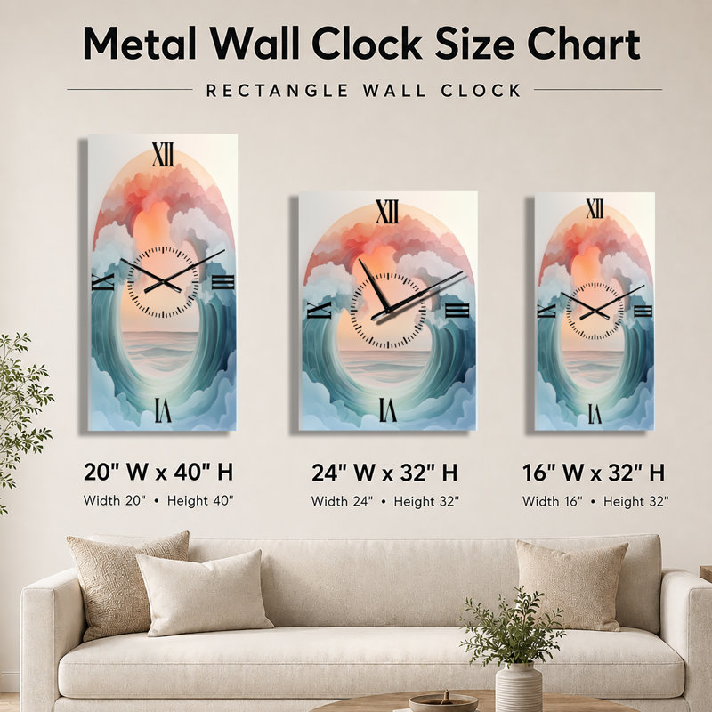 Aluminium Analogue Wall Clock, H 32 po x l 16 po - Rectangle