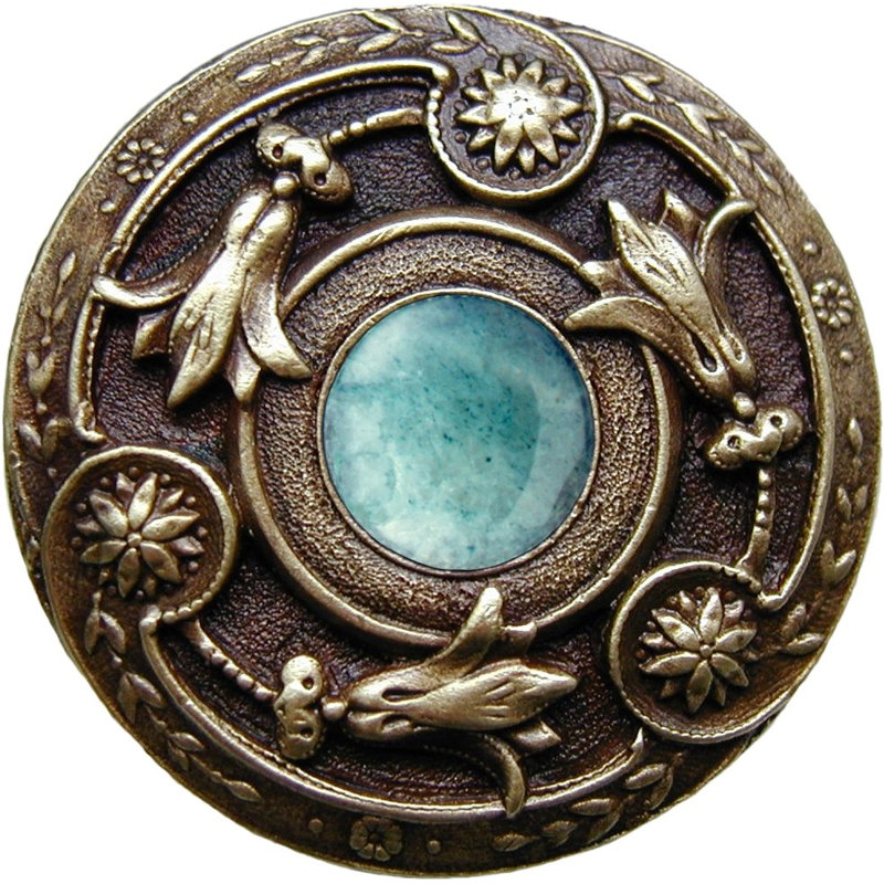 Jewel Mushroom Knob, Antique Brass