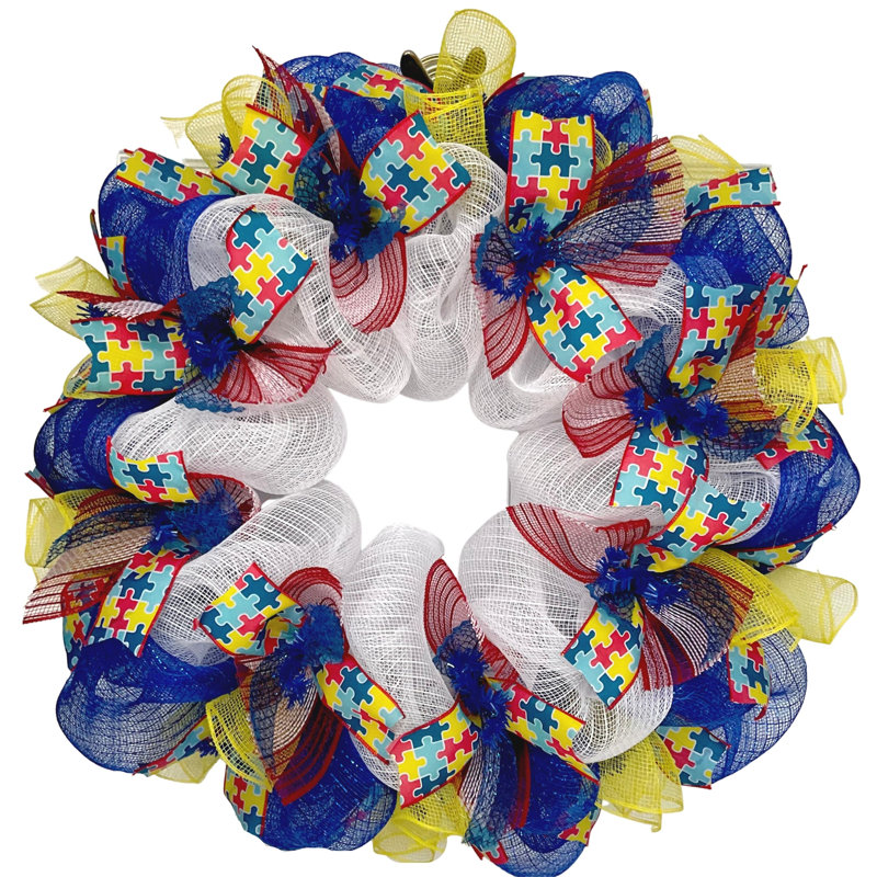 Autism Awareness Wreath with All Ribbons