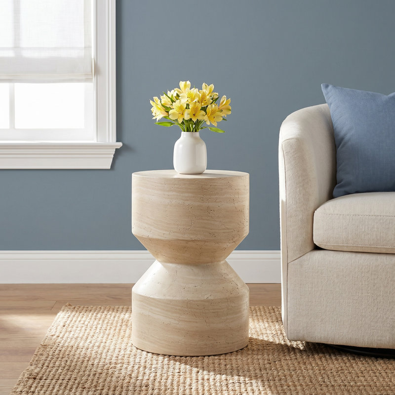 Roelf Concrete Top End Table, Sand Striae