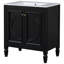 Meuble-lavabo de 30 po avec lavabo, armoire de décoration de style rétro. Finition noire, bois véritable, lavabo en céramique, tablette design. Noir, plateau lisse-334459120