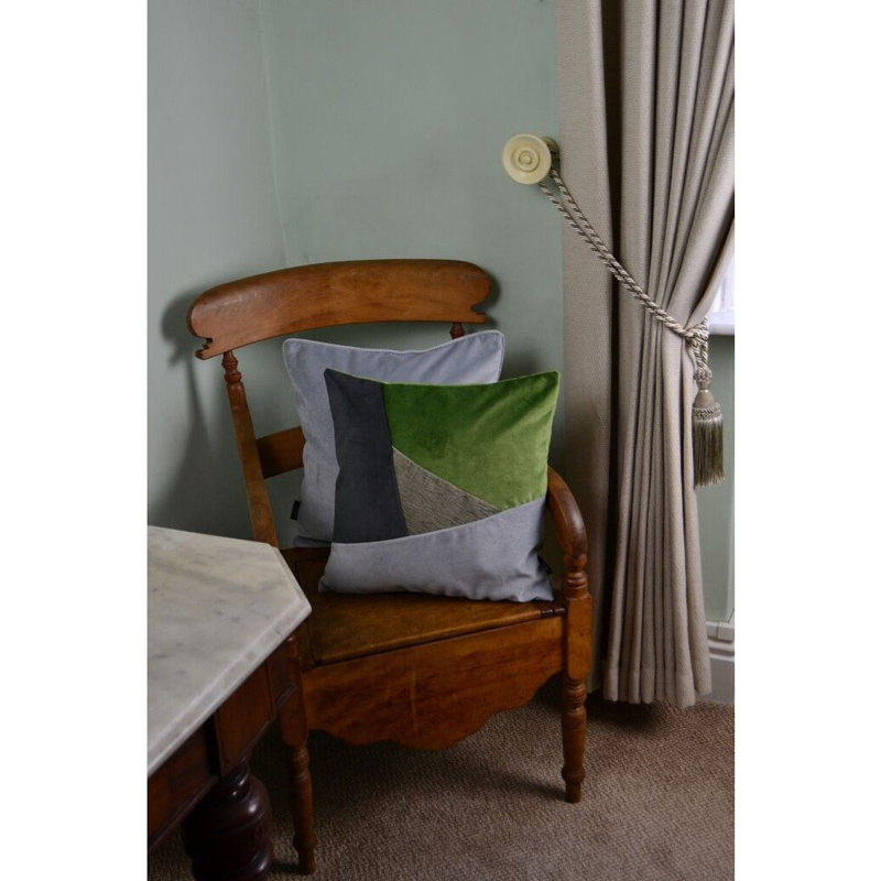 Skipper Patchwork Square Cushion, Green/Dark Green/Dove, 43 x 43cm