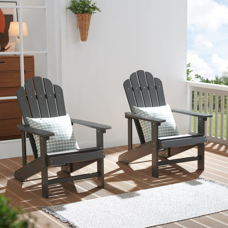 Adirondack Chair, Outdoor Oversized Patio Chair Poly Lumber Weather Resistant & Durable Fire Pits Chair,Gray, Gray