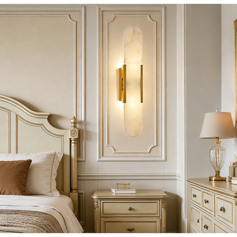 Applique murale dorée en marbre naturel doré 13,78 po, style nordique, H 13,78 po x l 3,74 po x P 3,15 po