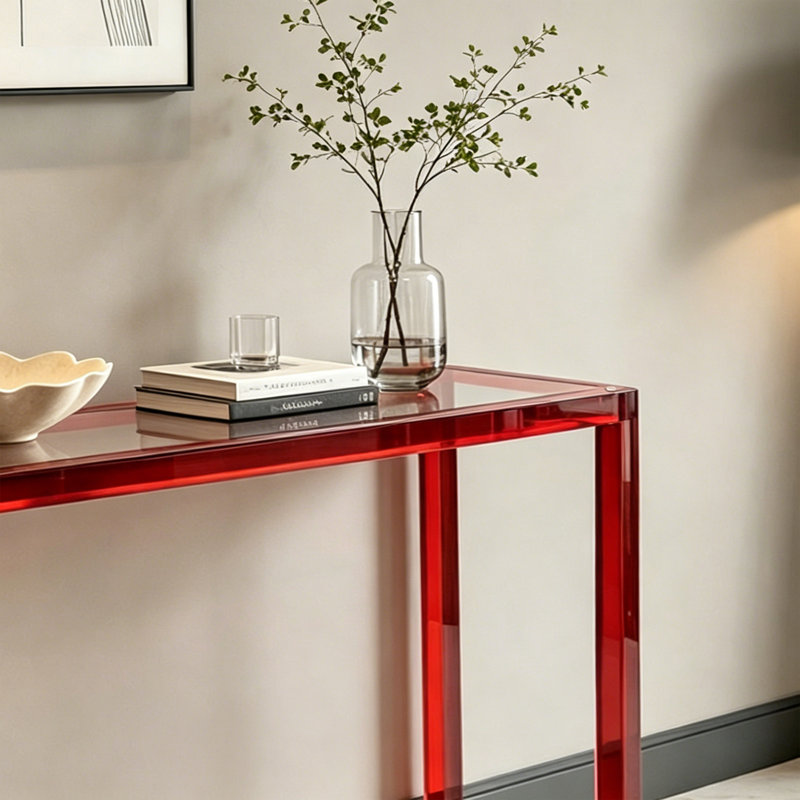 Entrée rouge en acrylique transparent, 31.50" H x 39.37" W x 11.81" D