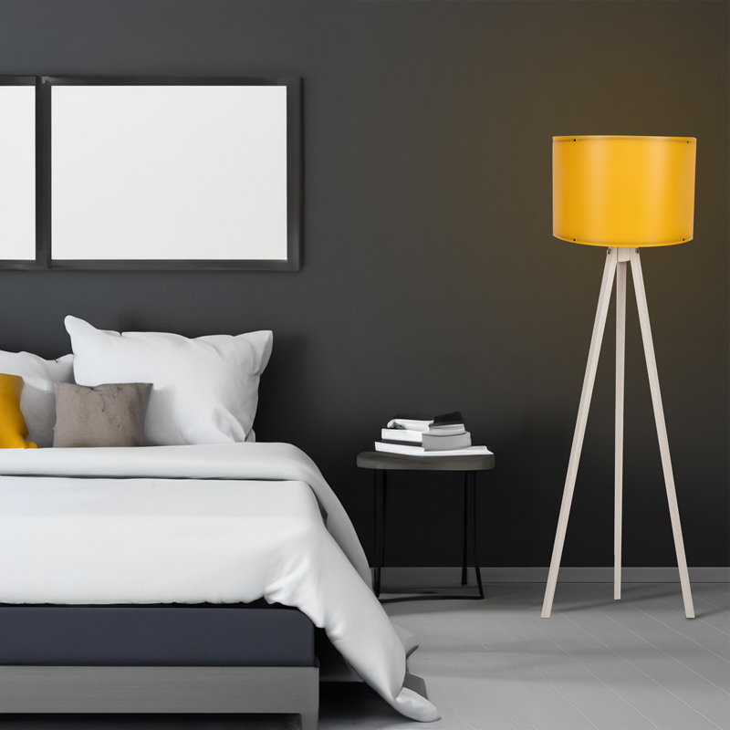 Lampe trépied 57 po Kisa, Crème, Jaune