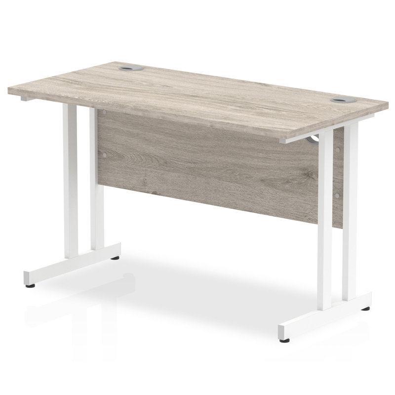 Ladajah Metal Base Computer Desk, White, 73cm H x 120cm W x 60cm D, Grey