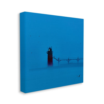 " Lighthouse Silhouette Blue Fog " by James McLoughlin