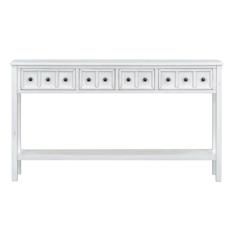 Rustic Entryway Console Table, Antique White
