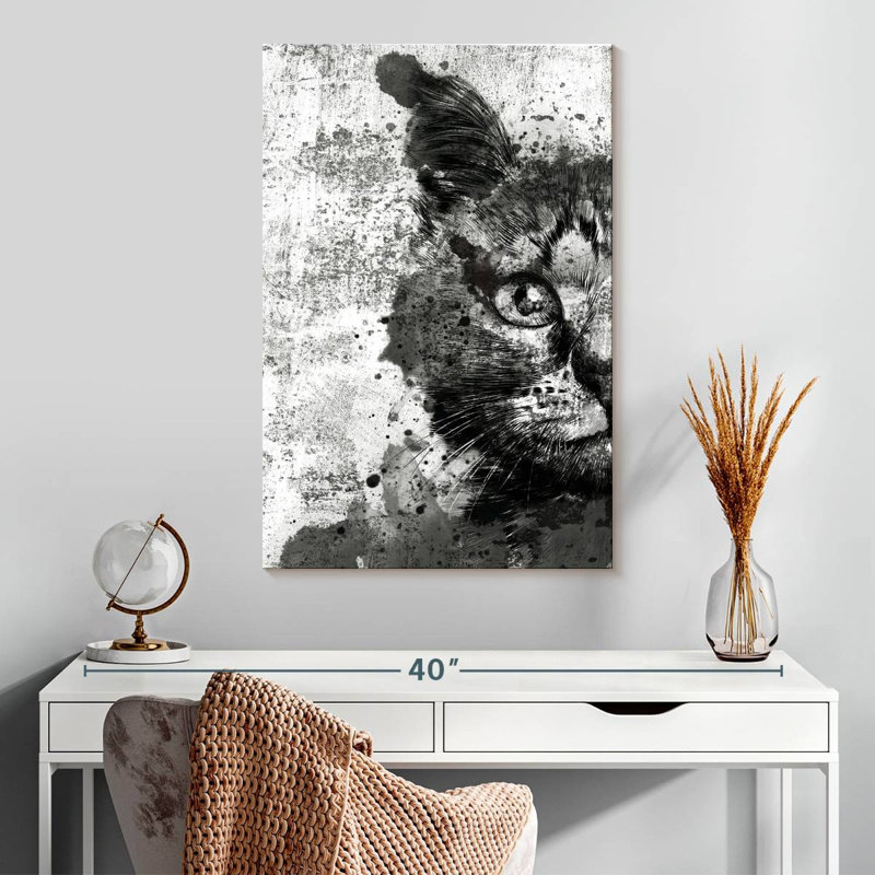 Brampt Cat Face Black And White, 30" H x 20" W