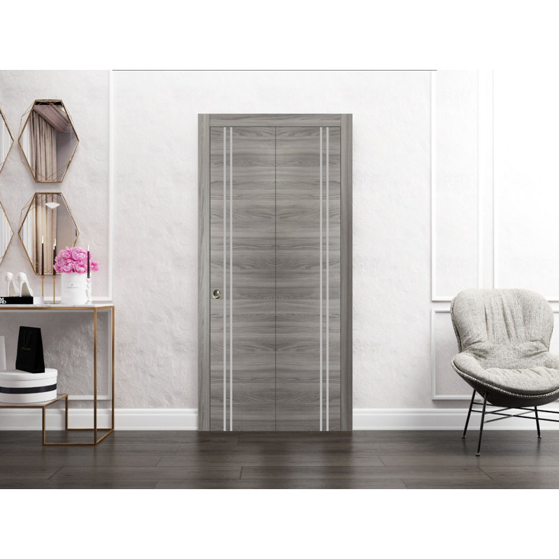 Porte pliante en bois massif massif, Frêne gingembre, 48 po x 80 po
