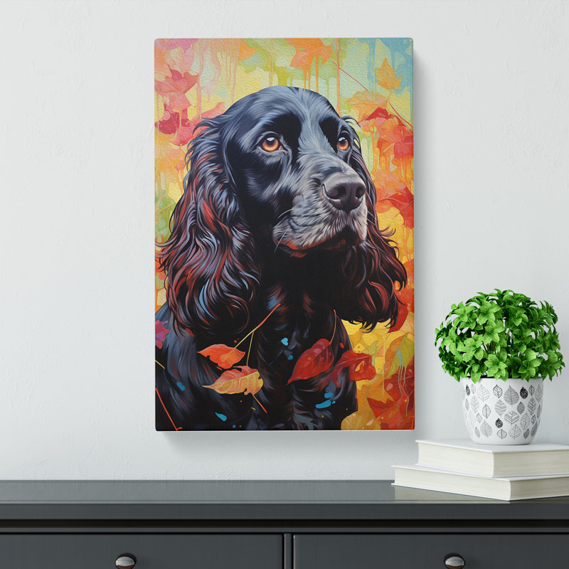 Cocker Spaniel Hard Edge Painting - Wrapped Canvas Print, 60cm H x 40cm W x 3cm D