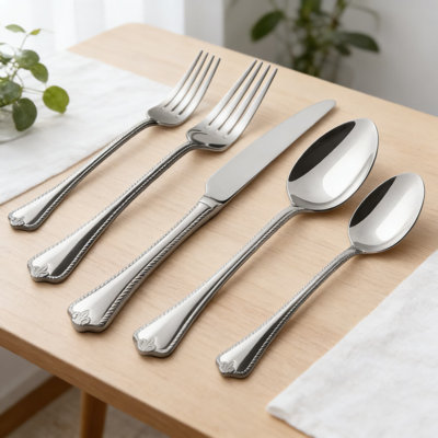 Ensemble de couverts 20 pièces en acier inoxydable pour 4, 18/10 couverts de qualité alimentaire avec poli miroir, va au lave-vaisselle pour la maison, la cuisine, le mariage et la fête