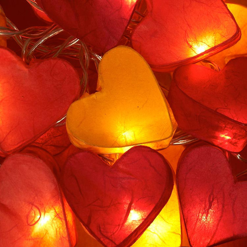 Mandi LED Handmade Paper Hearts String Light, 30 Lamps - 8 Metre Long