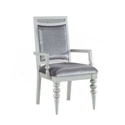 Maverick Fabric & Platinum Finish Arm Chair (Set Of 2)