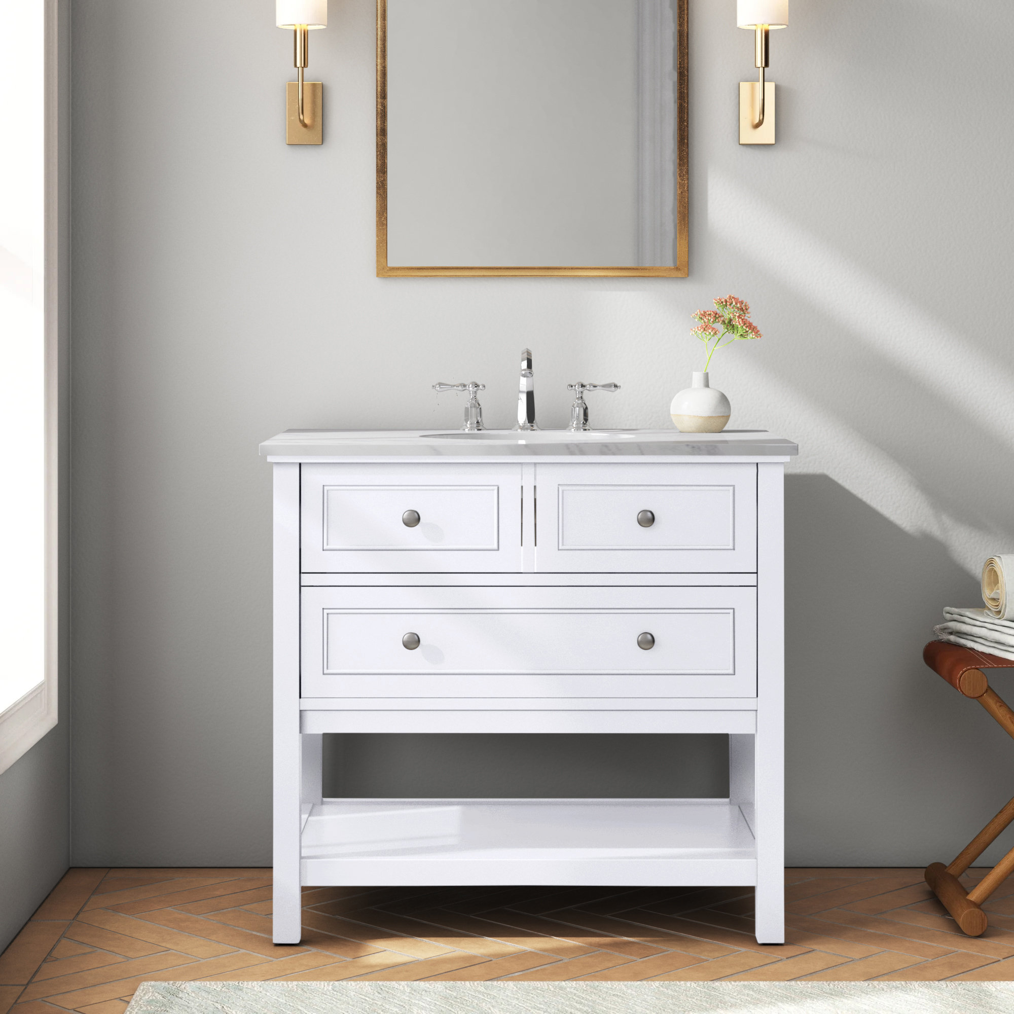 Bonsai 36" Single Sink Bathroom Vanity , White