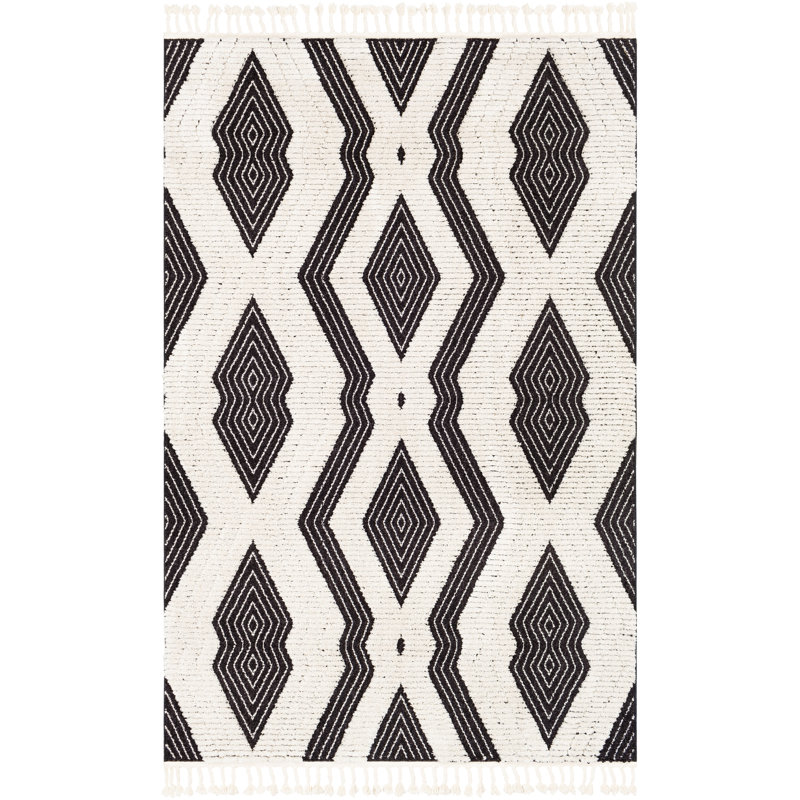 Tapis marocain noir / ivoire Dingle, Rectangle 7 pi 10 po x 10 pi 2 po