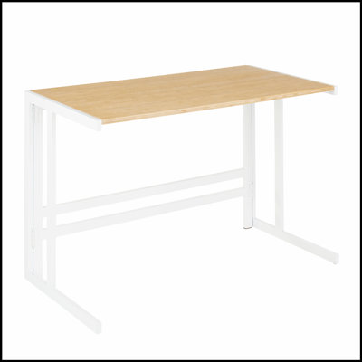 Roman Industrial Office Desk with Durable Metal Frame and Natural Bamboo Top for Modern Workspaces