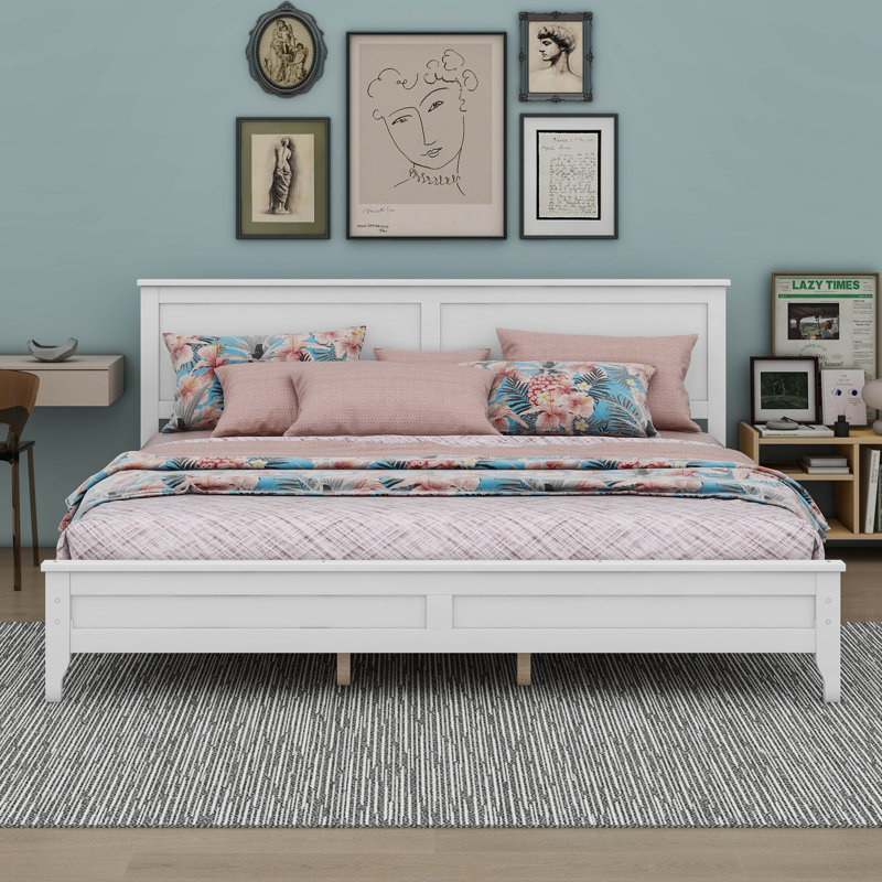 Lit plateforme Modern, Blanc, King