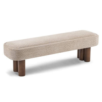Karsen Mid-Century Modern Upholstered Dining Bench with Wooden Legs