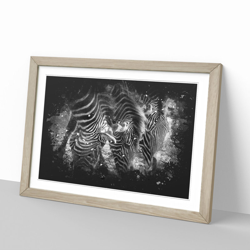 Zebras Vol.2 Paint Splash - Picture Frame Graphic Art, 48cm H x 65cm W x 2cm D, Oak