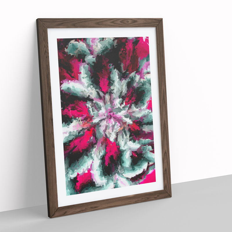 Warm Heart Abstract - Single Picture Frame Painting, 46cm H x 34cm W x 2cm D, Walnut Framed