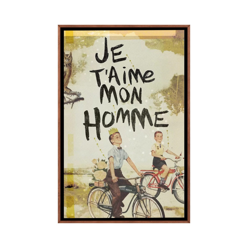 Je T'aime Homme by Heather Landis - Print on Canvas, Classic Brown Wood Framed, 66.04 cm H x 45.72 cm W