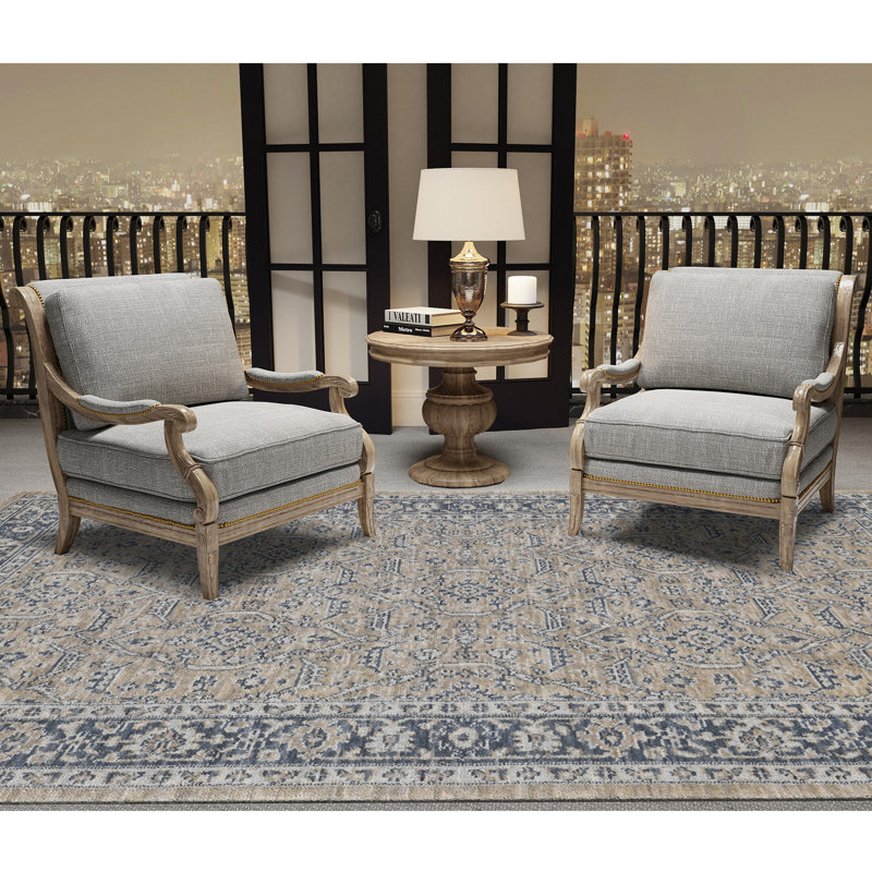 Tapis beige / doré à motif abstrait Turnipseed, Rectangle de 4 pi x 6 pi