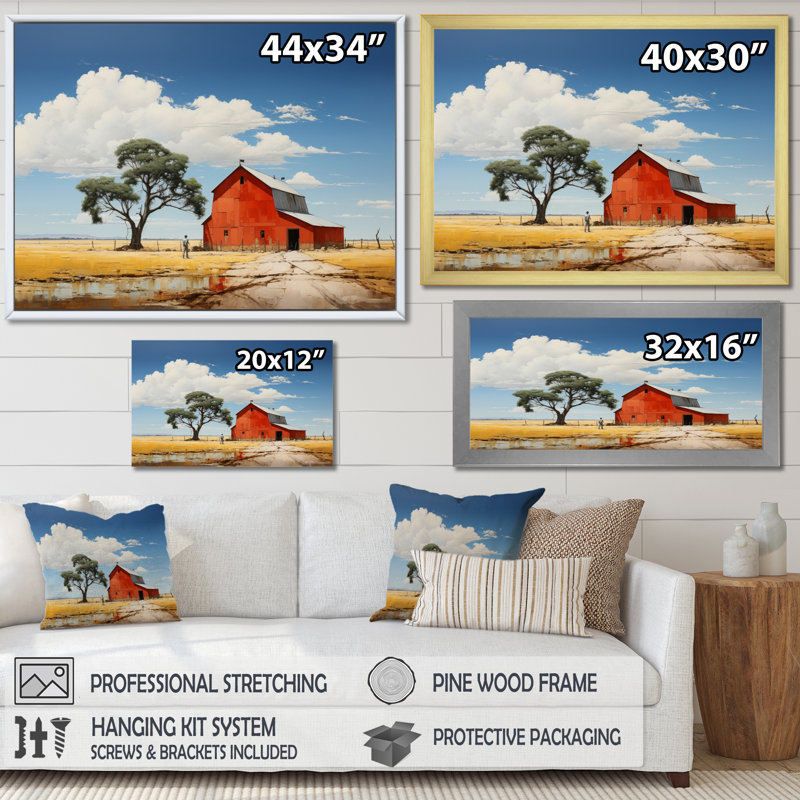 " Landscape Barns Rural Patchwork III ", 34" H x 44" W, Toile tendue