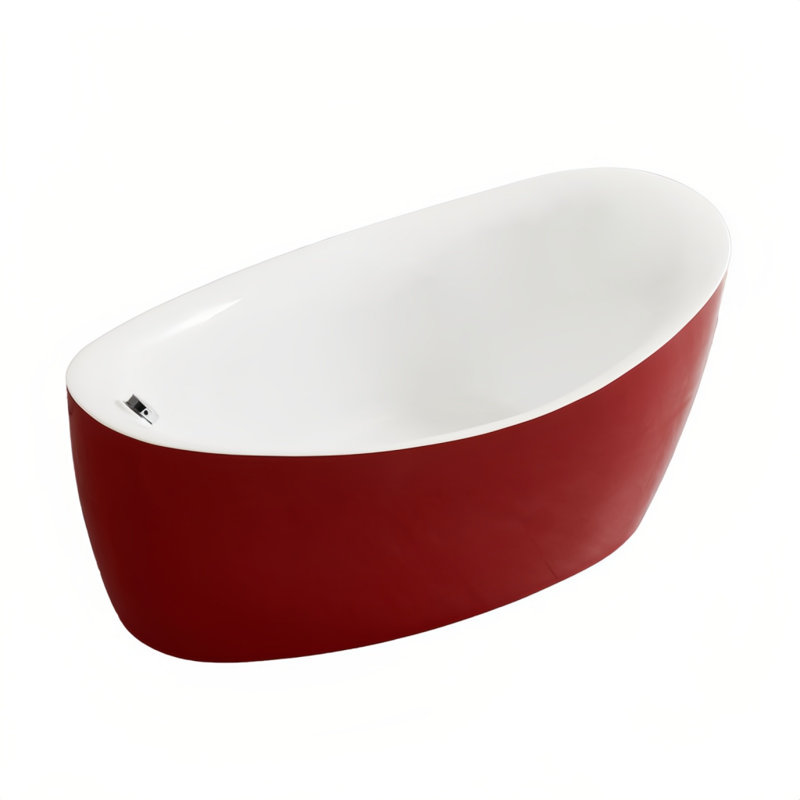 62.99'' W 25.98'' H Tub & Shower Kit, White/Red