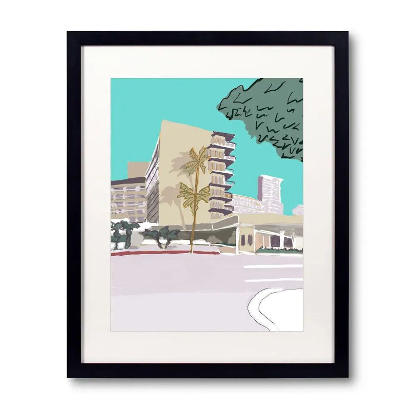 Hilton Hotel Print by Deborah Blum, Black Single Picture Framed Paper, White, 22" H x 18" W x 1.25" D