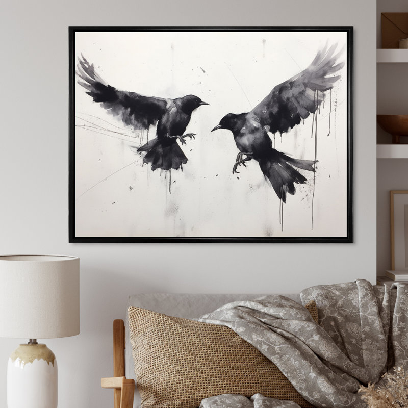 Impression sur toile, corbeau mystique - Mystic Ravens I, Cadre flottant noir, H 12 po x l 20 po x P 1 po