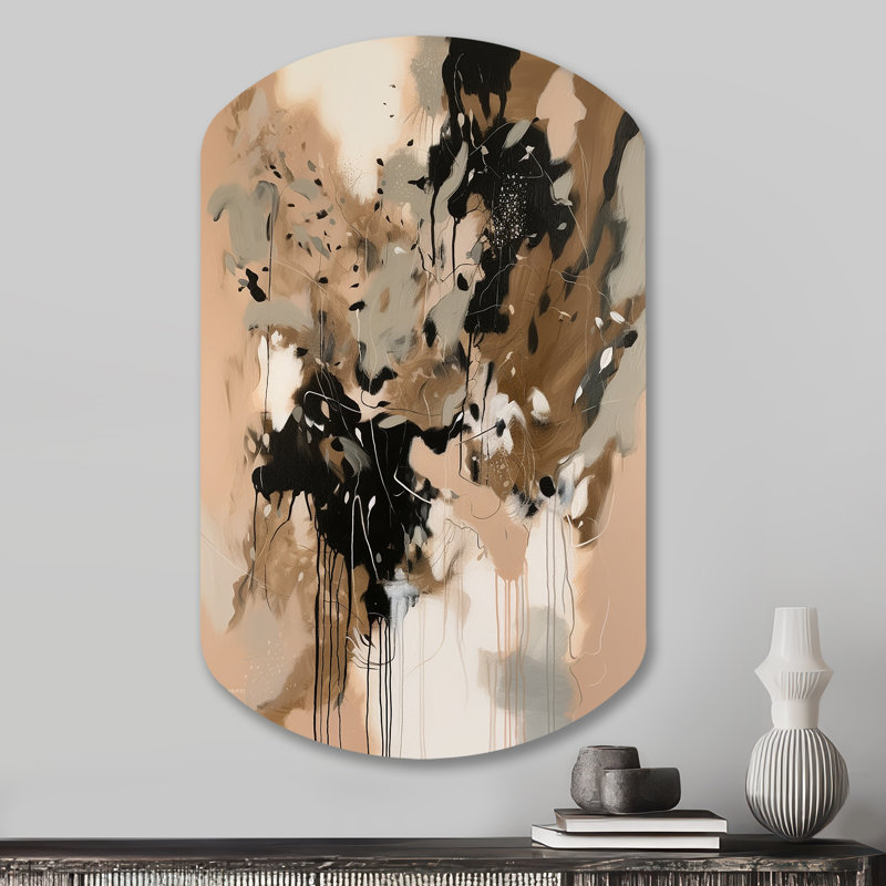 Brown Colorful Symmetry I - Abstract Cylinder Metal Wall Art, Brown Asymmetrical Metal Art Print, 31" H x 19" W x 1" D